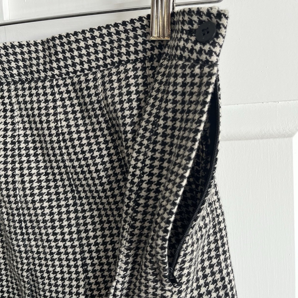 Vtg Houndstooth Wool Blend Skirt Women 16 Pleated Preppy Academia Schoolgirl - Picture 5 of 10